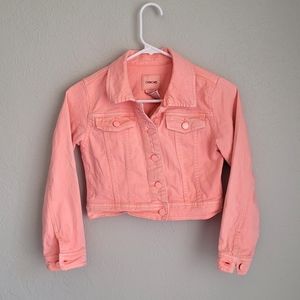 Coral Cherokee Semi-Cropped Jean Jacket Girls Sz M 7/8